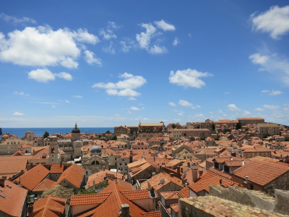 Red rooftops, blue sky